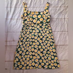 Diane Von Furstenberg Floral Yellow Poppy Sleeveless Lined Dress Size Small